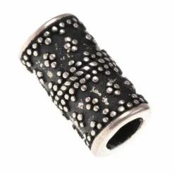 Cilindervormige Vikingbaardkraal Met Granulering, Verzilverd