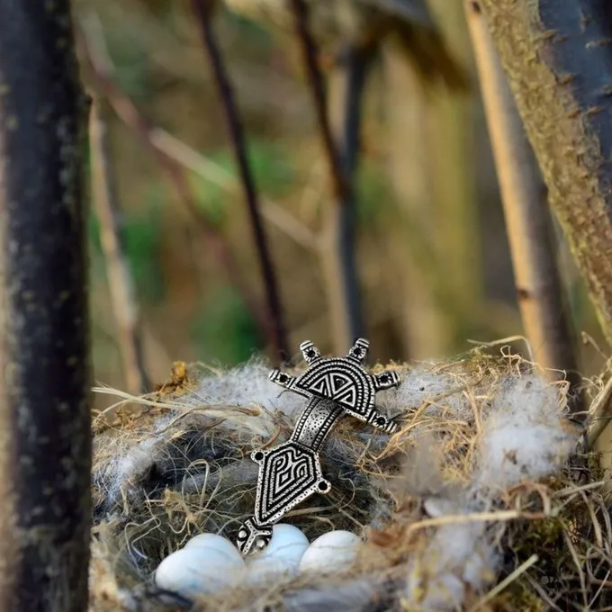 Germaanse Fibula Type Hahnheim,verzilverd - Afbeelding 3