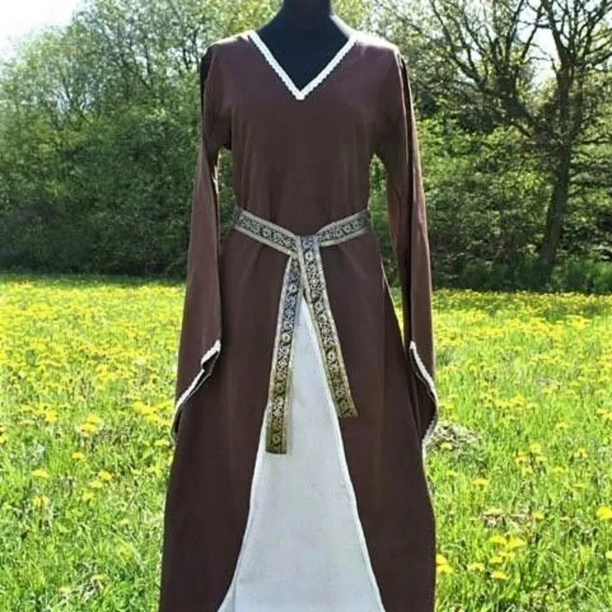 Jurk Clara (bruin-wit) - Afbeelding 3