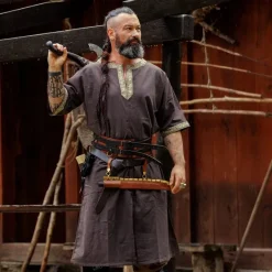 Leonardo Carbone Keltische Tuniek, Korte Mouwen, Donkerbruin