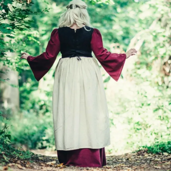 Leonardo Carbone Laatmiddeleeuwse Jurk Aurora, Rood-naturel - Afbeelding 4