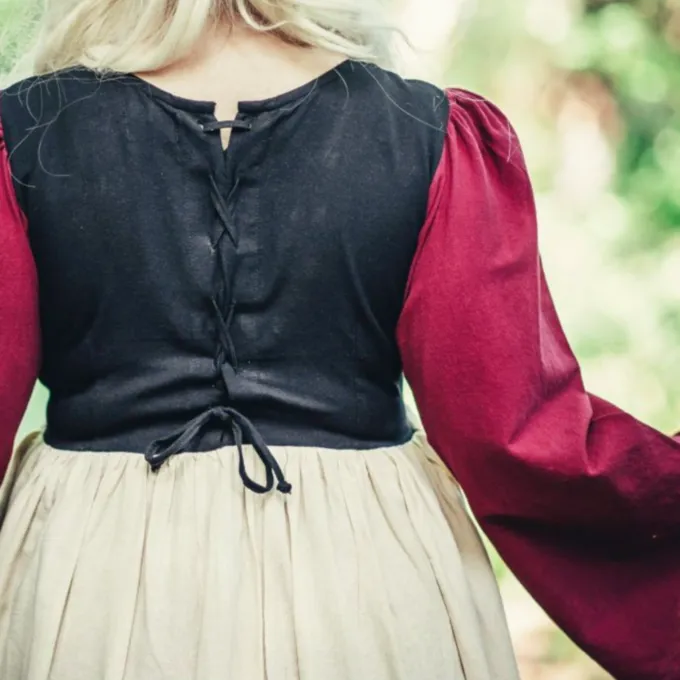 Leonardo Carbone Laatmiddeleeuwse Jurk Aurora, Rood-naturel - Afbeelding 5