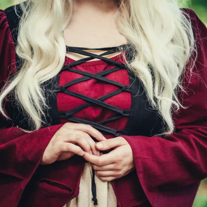 Leonardo Carbone Laatmiddeleeuwse Jurk Aurora, Rood-naturel - Afbeelding 6