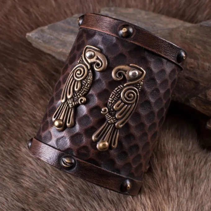 Deepeeka Leren Armband Huginn & Muninn - Afbeelding 2