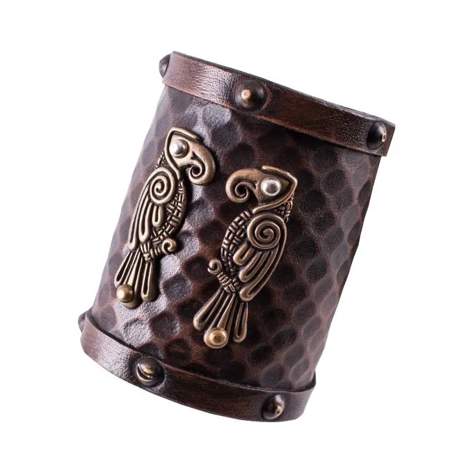 Deepeeka Leren Armband Huginn & Muninn