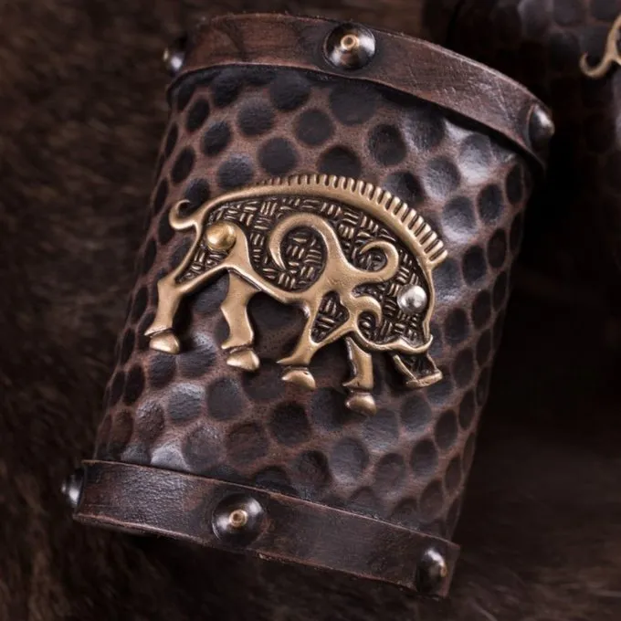 Deepeeka Leren Armbanden Keltisch Zwijn Knocknagael, Paar - Afbeelding 4