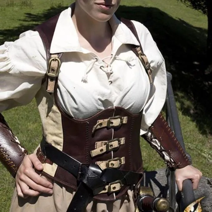 Epic Armoury Leren Korset Rogue, Bruin-beige - Afbeelding 3