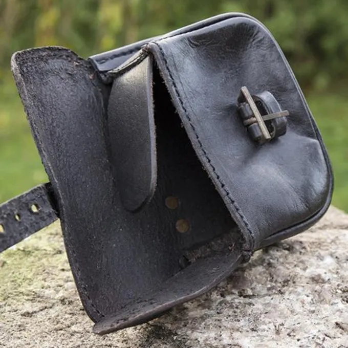 Epic Armoury Leren Riemtas Agostino, Zwart - Afbeelding 3