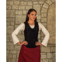 Mytholon Lucy Leren Korset Top, Zwart