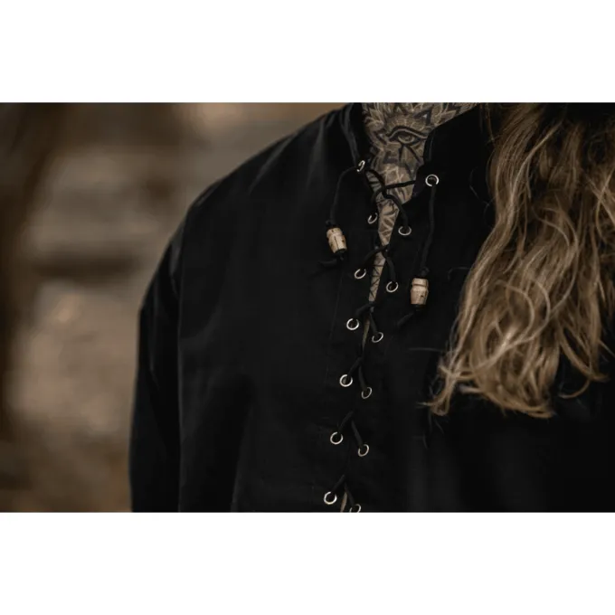 Leonardo Carbone Middeleeuws Hemd Dagwin, Zwart - Afbeelding 6