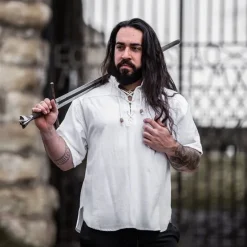 Leonardo Carbone Middeleeuws Hemd Met Korte Mouwen, Wit