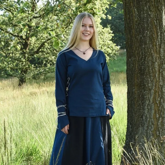 Middeleeuwse Blouse Aubrey, Blauw - Afbeelding 3