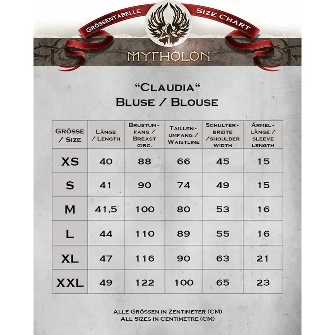 Mytholon Middeleeuwse Blouse Claudia, Naturel - Afbeelding 3