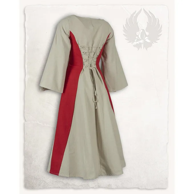Mytholon Middeleeuwse Meisjesjurk Kirian, Creme/rood - Afbeelding 2