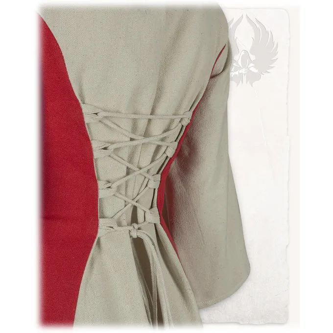 Mytholon Middeleeuwse Meisjesjurk Kirian, Creme/rood - Afbeelding 3