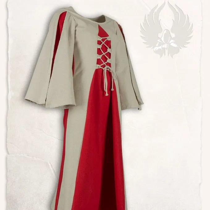 Mytholon Middeleeuwse Meisjesjurk Kirian, Creme/rood - Afbeelding 5