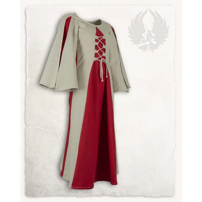 Mytholon Middeleeuwse Meisjesjurk Kirian, Creme/rood