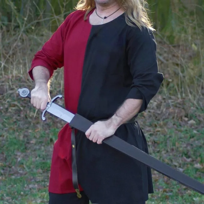 Middeleeuwse Tuniek Mi-parti Rood-zwart