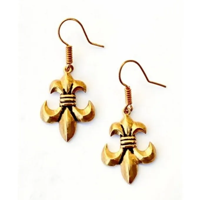 Oorbellen Fleur De Lys, Brons
