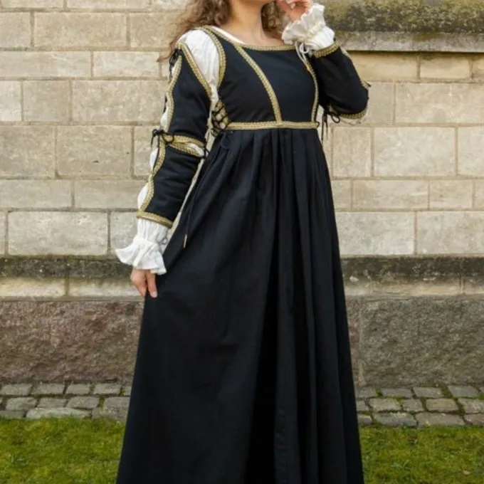 Epic Armoury Renaissance Jurk Lucrezia, Zwart - Afbeelding 2