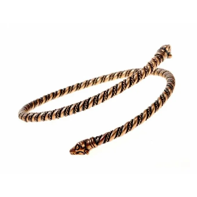 Viking Bovenarmband Met Wolvenkoppen, Brons