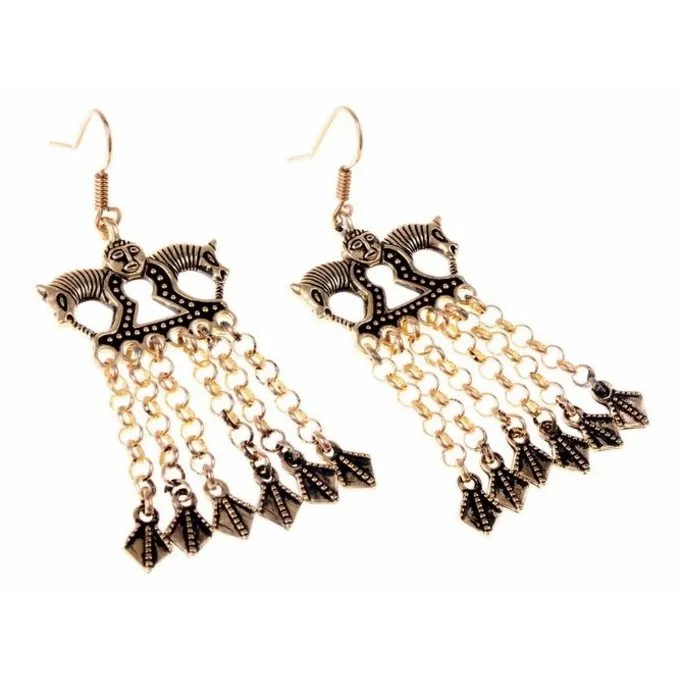 Viking Oorbellen Paarden, Brons - Afbeelding 2