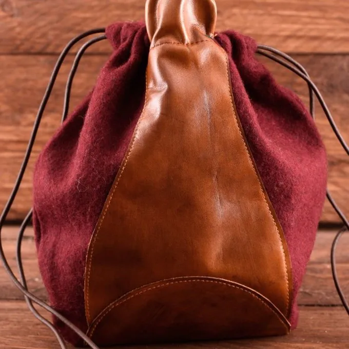 Epic Armoury Wol-leren Buidel, Rood-bruin